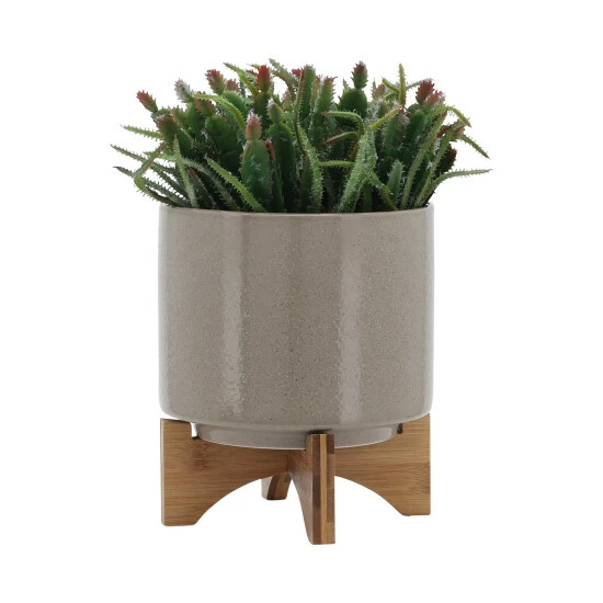 Best Pirce ๐ Sagebrook Home 8" Planter With Wood Stand, Beige 9.0"H - 8.0" X 8.0" X 9.0" ๐คฉ 5 Best Pirce ๐ Sagebrook Home 8" Planter With Wood Stand, Beige 9.0"H - 8.0" X 8.0" X 9.0" ๐คฉ - Image 3