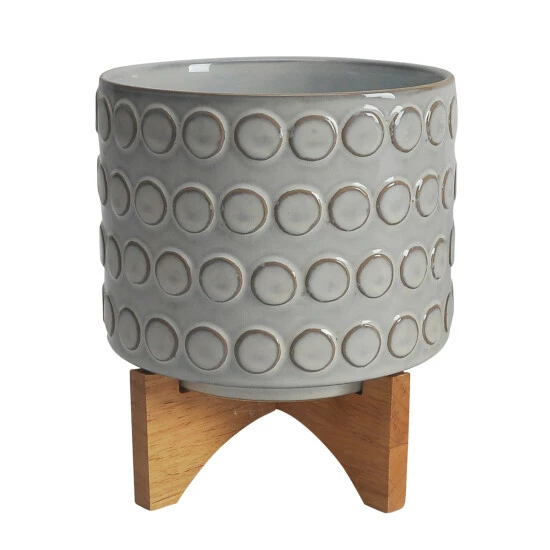 Coupon π Sagebrook Home Ceramic Set Of 2 5, 8" Planter On Wooden Stand, Ivory 11.0"H - 8.0" X 8.0" X 11.0" π 4 Coupon π Sagebrook Home Ceramic Set Of 2 5, 8" Planter On Wooden Stand, Ivory 11.0"H - 8.0" X 8.0" X 11.0" π - Image 2