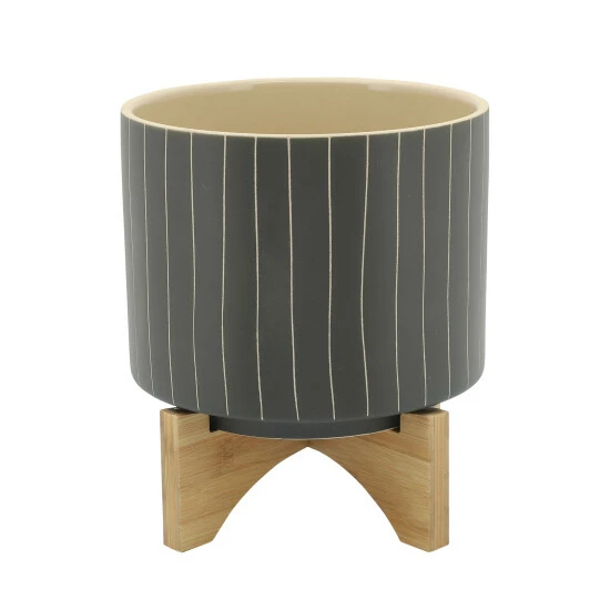 Brand new 𧨠Sagebrook Home 8" Stripes Planter With Stand, Gray 9"H - 8.0" X 8.0" X 9.0" β¨ 3 Brand new 𧨠Sagebrook Home 8" Stripes Planter With Stand, Gray 9"H - 8.0" X 8.0" X 9.0" β¨