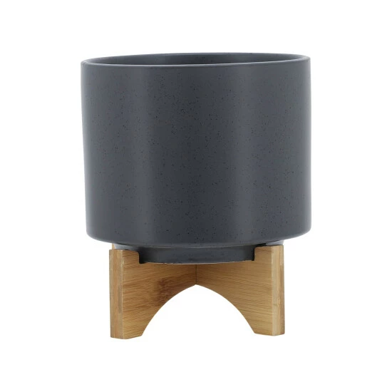 Brand new โ Sagebrook Home 8" Planter With Wood Stand, Matte Gray 9.0"H - 8.0" X 8.0" X 9.0" ๐ 3 Brand new โ Sagebrook Home 8" Planter With Wood Stand, Matte Gray 9.0"H - 8.0" X 8.0" X 9.0" ๐