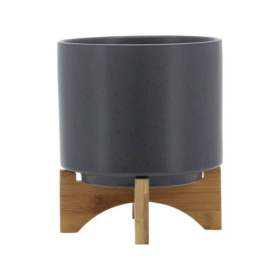 Brand new โ Sagebrook Home 8" Planter With Wood Stand, Matte Gray 9.0"H - 8.0" X 8.0" X 9.0" ๐ 4 Brand new โ Sagebrook Home 8" Planter With Wood Stand, Matte Gray 9.0"H - 8.0" X 8.0" X 9.0" ๐ - Image 2