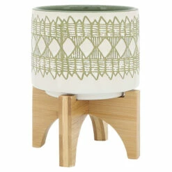 Top 10 ✨ Sagebrook Home Ceramic Set Of 2 5, 8" Aztec Planter On Wooden Stand, Ol 11.0"H - 8.0" X 8.0" X 11.0" 🎁 -Sagebrook Home Online Shop unnamed file 2349