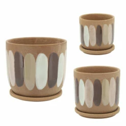 Coupon 🛒 Sagebrook Home 8" Stripes Planter With Saucer, Tan 7.0"H - 8.0" X 8.0" X 7.0" 👍 -Sagebrook Home Online Shop unnamed file 2358