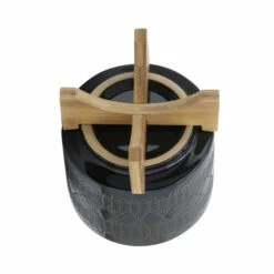 Coupon 🎉 Sagebrook Home Ceramic Set Of 2 8, 10" Aztec Planter On Wooden Stand,black 12.0"H - 10.0" X 10.0" X 12.0" 🎁 -Sagebrook Home Online Shop unnamed file 2390