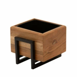 Best deal ❤️ Sagebrook Home Set Of 2 Wood, Metal 7, 10" Square Planters, Brown, Black 10"H - 10.0" X 8.0" X 10.0" 👍 -Sagebrook Home Online Shop unnamed file 2404