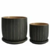 Brand new 🛒 Sagebrook Home Set Of 2 5, 6" Stripes Planter With Saucer, Gray 5.75"H - 6.0" X 6.0" X 5.75" 🤩 -Sagebrook Home Online Shop unnamed file 2407