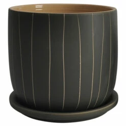 Brand new 🛒 Sagebrook Home Set Of 2 5, 6" Stripes Planter With Saucer, Gray 5.75"H - 6.0" X 6.0" X 5.75" 🤩 -Sagebrook Home Online Shop unnamed file 2408
