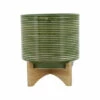 Budget 🧨 Sagebrook Home Ceramic 10" Planter On Wooden Stand, Olive 11.0"H - 10.0" X 10.0" X 11.0" 🌟 -Sagebrook Home Online Shop unnamed file 2410