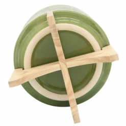 Budget 🧨 Sagebrook Home Ceramic 10" Planter On Wooden Stand, Olive 11.0"H - 10.0" X 10.0" X 11.0" 🌟 -Sagebrook Home Online Shop unnamed file 2413