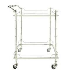 Hot Sale 😉 Sagebrook Home Two Tier 30"h Rolling Bar Cart, Silver 30.0"H - 22.0" X 16.0" X 30.0" 👏