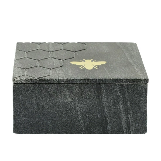 Best Sale ✔️ Sagebrook Home Marble 7x5 Marble Box With Bee Accent, Black 3.0"H - 7.0" X 5.0" X 3.0" ✨ 4 Best Sale ✔️ Sagebrook Home Marble 7x5 Marble Box With Bee Accent, Black 3.0"H - 7.0" X 5.0" X 3.0" ✨ - Image 2