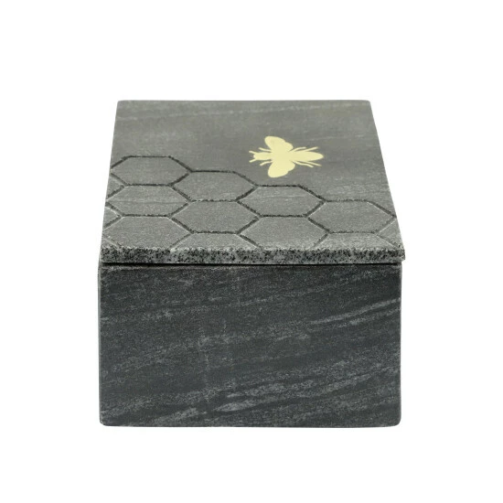 Best Sale ✔️ Sagebrook Home Marble 7x5 Marble Box With Bee Accent, Black 3.0"H - 7.0" X 5.0" X 3.0" ✨ 5 Best Sale ✔️ Sagebrook Home Marble 7x5 Marble Box With Bee Accent, Black 3.0"H - 7.0" X 5.0" X 3.0" ✨ - Image 3