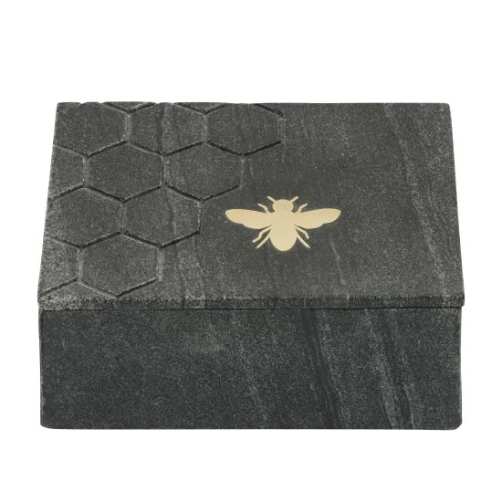Best Sale ✔️ Sagebrook Home Marble 7x5 Marble Box With Bee Accent, Black 3.0"H - 7.0" X 5.0" X 3.0" ✨ 6 Best Sale ✔️ Sagebrook Home Marble 7x5 Marble Box With Bee Accent, Black 3.0"H - 7.0" X 5.0" X 3.0" ✨ - Image 4