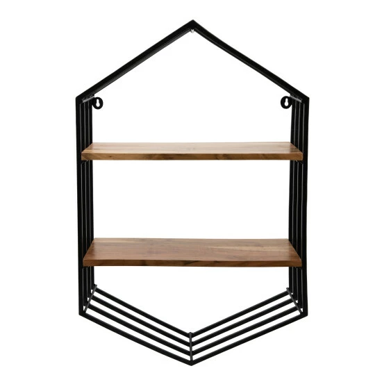 Outlet ๐ Sagebrook Home Metal, Wood 32"h Hexagon Wall Shelf, Brown 32"H - 20.0" X 8.0" X 32.0" ๐คฉ 4 Outlet ๐ Sagebrook Home Metal, Wood 32"h Hexagon Wall Shelf, Brown 32"H - 20.0" X 8.0" X 32.0" ๐คฉ - Image 2