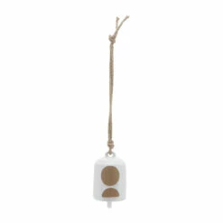 Discount ⌛ Sagebrook Home Ceramic 4" Hanging Bell Circles, White, Beige 5.0"H 🧨