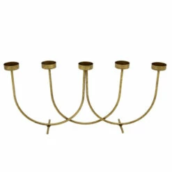 Cheapest 😉 Sagebrook Home Metal 18" 5-votive Candle Holde, Gold Leaf 10.04"H - 17.91" X 3.15" X 10.04" 🎉