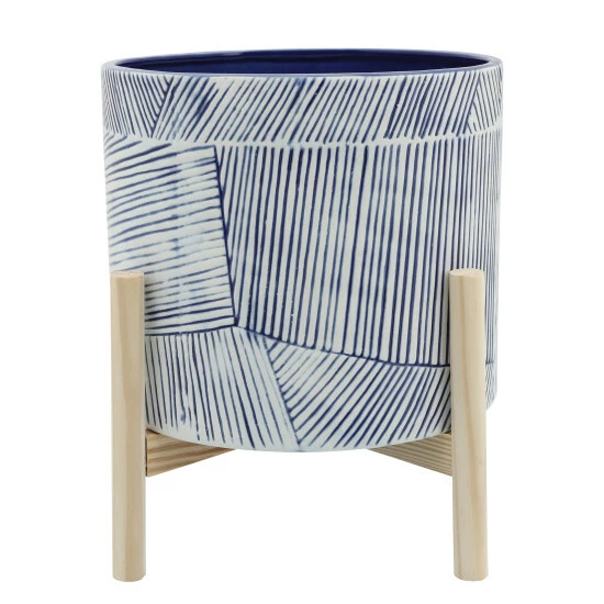 New π₯ Sagebrook Home 10" Planter With Wood Stand, Navy 8"H - 10.0" X 10.0" X 8.0" β 3 New π₯ Sagebrook Home 10" Planter With Wood Stand, Navy 8"H - 10.0" X 10.0" X 8.0" β