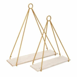 Deals 🛒 Sagebrook Home Set Of 2 Metal, Wood 20, 24" Triangle Shelf, White, Gold 24"H - 21.0" X 7.0" X 24.0" 🔥 -Sagebrook Home Online Shop unnamed file 2487