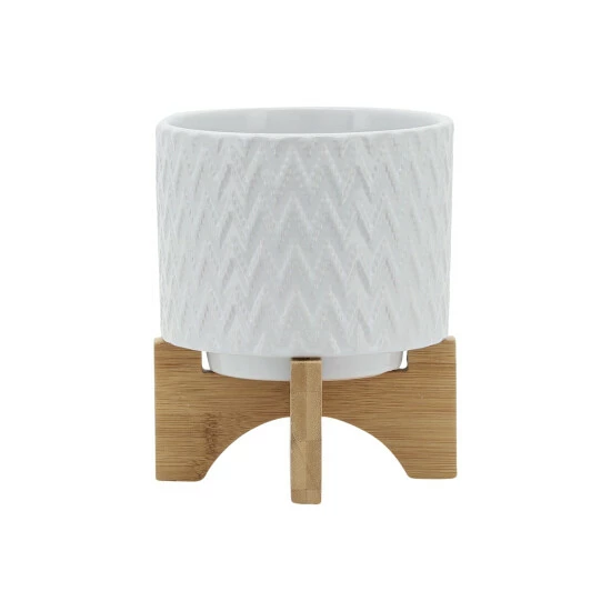 Budget โญ Sagebrook Home 5" Chevron Planter With Stand, White 5.0"H - 6.0" X 6.0" X 5.0" ๐ 4 Budget โญ Sagebrook Home 5" Chevron Planter With Stand, White 5.0"H - 6.0" X 6.0" X 5.0" ๐ - Image 2