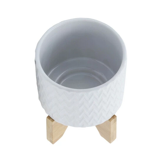 Budget โญ Sagebrook Home 5" Chevron Planter With Stand, White 5.0"H - 6.0" X 6.0" X 5.0" ๐ 6 Budget โญ Sagebrook Home 5" Chevron Planter With Stand, White 5.0"H - 6.0" X 6.0" X 5.0" ๐ - Image 4