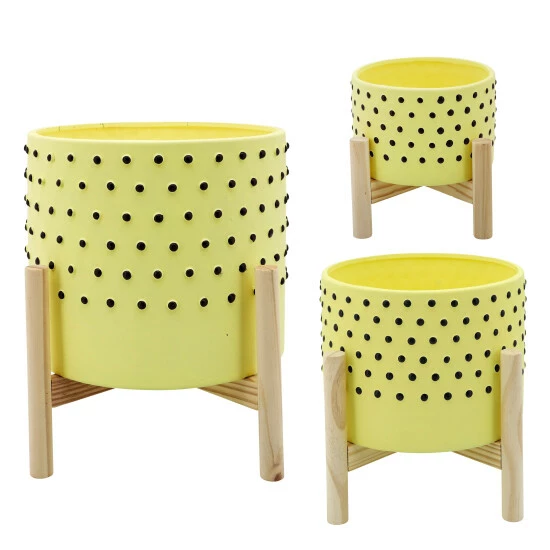 Flash Sale π€© Sagebrook Home 6" Dotted Planter With Wood Stand, Yellow 4.0"H - 6.0" X 6.0" X 4.0" π 4 Flash Sale π€© Sagebrook Home 6" Dotted Planter With Wood Stand, Yellow 4.0"H - 6.0" X 6.0" X 4.0" π - Image 2