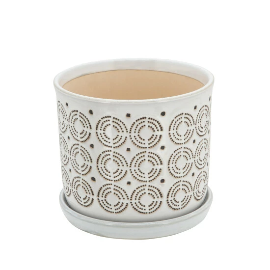 Top 10 🎁 Sagebrook Home Set Of 2 Ceramic 6, 8" Circles Planter With Saucer, Beige 8"H - 8.0" X 8.0" X 8.0" ✔️ 5 Top 10 🎁 Sagebrook Home Set Of 2 Ceramic 6, 8" Circles Planter With Saucer, Beige 8"H - 8.0" X 8.0" X 8.0" ✔️ - Image 3