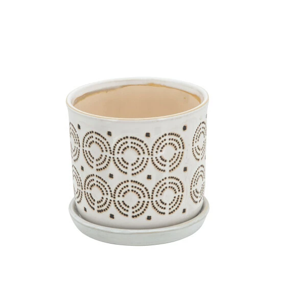 Top 10 🎁 Sagebrook Home Set Of 2 Ceramic 6, 8" Circles Planter With Saucer, Beige 8"H - 8.0" X 8.0" X 8.0" ✔️ 6 Top 10 🎁 Sagebrook Home Set Of 2 Ceramic 6, 8" Circles Planter With Saucer, Beige 8"H - 8.0" X 8.0" X 8.0" ✔️ - Image 4