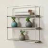 Promo 😀 Sagebrook Home Metal, Wood 3 Tier Wall Shelf, Gray, White 19"H - 18.0" X 6.0" X 19.0" 👏