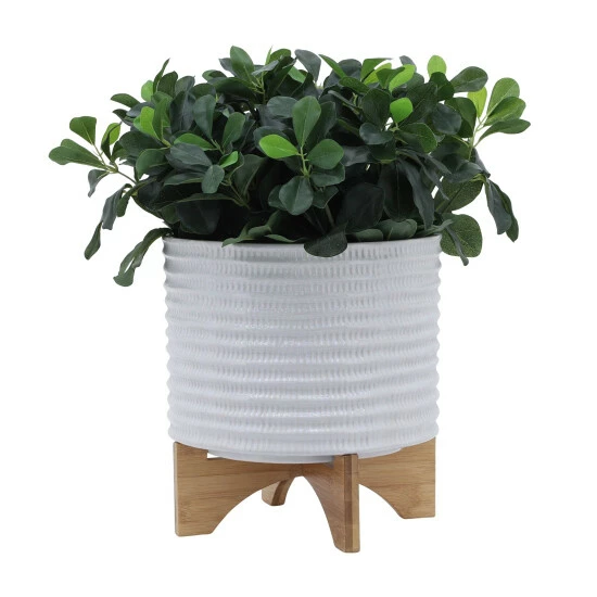 Cheapest ๐ Sagebrook Home 10" Textured Planter With Stand, White 8.0"H - 11.0" X 11.0" X 8.0" ๐ 5 Cheapest ๐ Sagebrook Home 10" Textured Planter With Stand, White 8.0"H - 11.0" X 11.0" X 8.0" ๐ - Image 3