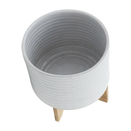 Cheapest ๐ Sagebrook Home 10" Textured Planter With Stand, White 8.0"H - 11.0" X 11.0" X 8.0" ๐ 6 Cheapest ๐ Sagebrook Home 10" Textured Planter With Stand, White 8.0"H - 11.0" X 11.0" X 8.0" ๐ - Image 4