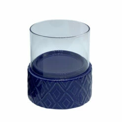 Promo 🛒 Sagebrook Home Cobalt Ceramic , Glass 5" Pillar Holder, Diamond 3.0"H - 5.0" X 5.0" X 3.0" 😍