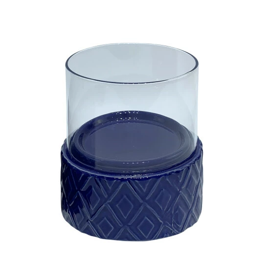 Promo ๐ Sagebrook Home Cobalt Ceramic , Glass 5" Pillar Holder, Diamond 3.0"H - 5.0" X 5.0" X 3.0" ๐ 3 Promo ๐ Sagebrook Home Cobalt Ceramic , Glass 5" Pillar Holder, Diamond 3.0"H - 5.0" X 5.0" X 3.0" ๐