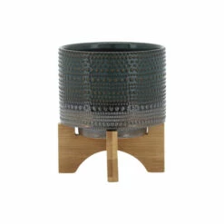 Deals 🔔 Sagebrook Home 5" Dotted Planter With Wood Stand, Green 7.0"H - 6.0" X 6.0" X 7.0" ⭐ -Sagebrook Home Online Shop unnamed file 2671