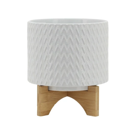 Budget 👏 Sagebrook Home 8" Chevron Planter With Stand, White 7.0"H - 8.0" X 8.0" X 7.0" 🎁 3 Budget 👏 Sagebrook Home 8" Chevron Planter With Stand, White 7.0"H - 8.0" X 8.0" X 7.0" 🎁