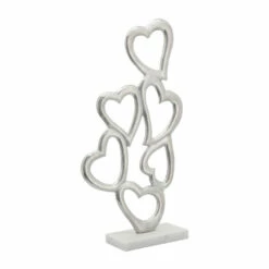 Buy 🎉 Sagebrook Home Metal, 24"h Hearts Deco, Silver 23.75"H - 12.5" X 4.0" X 23.75" 😉