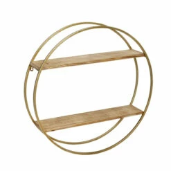 Best deal 👍 Sagebrook Home Metal , Wood 26" Wall Shelf, Gold 26"H - 26.0" X 6.0" X 26.0" 👍