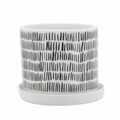 Promo ✔️ Sagebrook Home Set Of 2 Tribal Planters With Saucer 6, 8", White 8"H - 8.0" X 8.0" X 8.0" 👏 -Sagebrook Home Online Shop unnamed file 2702