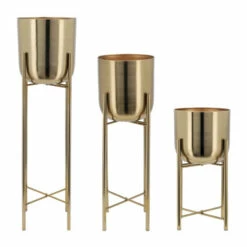 Cheapest 🔥 Sagebrook Home Set Of 3 Metal Planters On Stand 40, 30, 20"h, Gold 40.0"H - 11.0" X 11.0" X 40.0" 🎁 -Sagebrook Home Online Shop unnamed file 2755