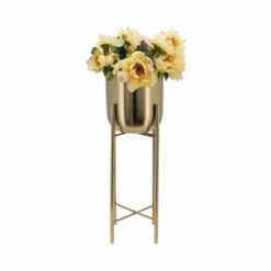 Cheapest 🔥 Sagebrook Home Set Of 3 Metal Planters On Stand 40, 30, 20"h, Gold 40.0"H - 11.0" X 11.0" X 40.0" 🎁 -Sagebrook Home Online Shop unnamed file 2757