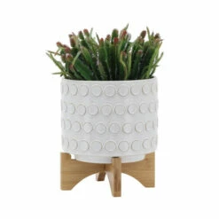 Discount 👏 Sagebrook Home Ceramic 8" Planter On Wooden Stand, Ivory 9.0"H - 8.0" X 8.0" X 9.0" 💯 -Sagebrook Home Online Shop unnamed file 2778