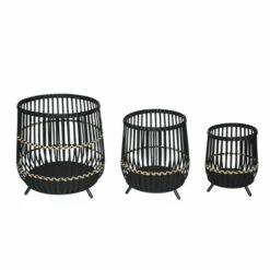 Cheapest 🥰 Sagebrook Home Set Of 3 Bamboo Footed Planters 17, 14, 10", Black 19"H - 17.5" X 17.5" X 19.0" 🥰 -Sagebrook Home Online Shop unnamed file 2817
