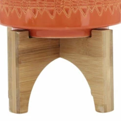 Best Sale 🎁 Sagebrook Home Ceramic 5" Aztec Planter On Wooden Stand, Orange 6.0"H - 5.0" X 5.0" X 6.0" ✨ -Sagebrook Home Online Shop unnamed file 283