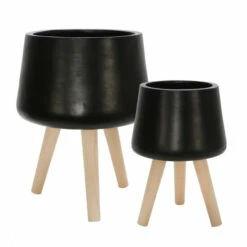 Promo ❤️ Sagebrook Home Set Of 2 11, 15" Planter With Wood Legs, Matte Black 19"H - 15.0" X 15.0" X 19.0" ❤️ 11 Promo ❤️ Sagebrook Home Set Of 2 11, 15" Planter With Wood Legs, Matte Black 19"H - 15.0" X 15.0" X 19.0" ❤️ -Sagebrook Home Online Shop unnamed file 2830
