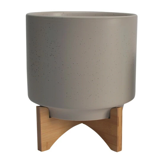 Best deal ๐ Sagebrook Home Ceramic Set Of 2 8, 10" Planter With Wood Stand, Matte Beige 12.0"H - 10.0" X 10.0" X 12.0" ๐ 4 Best deal ๐ Sagebrook Home Ceramic Set Of 2 8, 10" Planter With Wood Stand, Matte Beige 12.0"H - 10.0" X 10.0" X 12.0" ๐ - Image 2