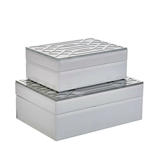 Outlet π Sagebrook Home Ec, Set Of 2 White, Silver Boxes 3.5"H - 9.75" X 7.0" X 3.5" β 3 Outlet π Sagebrook Home Ec, Set Of 2 White, Silver Boxes 3.5"H - 9.75" X 7.0" X 3.5" β