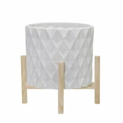 Budget 😀 Sagebrook Home 12" Ceramic Diamond Planter With Wood Stand, White 12"H - 10.0" X 10.0" X 12.0" 🧨 -Sagebrook Home Online Shop unnamed file 2866