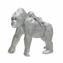Flash Sale 👍 Sagebrook Home Polyresin 8" Gorilla With Baby Figurine, Silver 8"H - 10.0" X 4.0" X 8.0" 😀