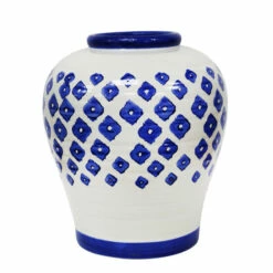 Flash Sale 💯 Sagebrook Home White, Blue Painted Vase 15.5" 15.5"H 😀