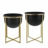 Hot Sale 🥰 Sagebrook Home Metal Set Of 2 11, 12" Planters With Stand, Blk, Gold 19"H - 13.0" X 13.0" X 19.0" ✔️ -Sagebrook Home Online Shop unnamed file 2891
