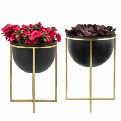 Hot Sale 🥰 Sagebrook Home Metal Set Of 2 11, 12" Planters With Stand, Blk, Gold 19"H - 13.0" X 13.0" X 19.0" ✔️ -Sagebrook Home Online Shop unnamed file 2894